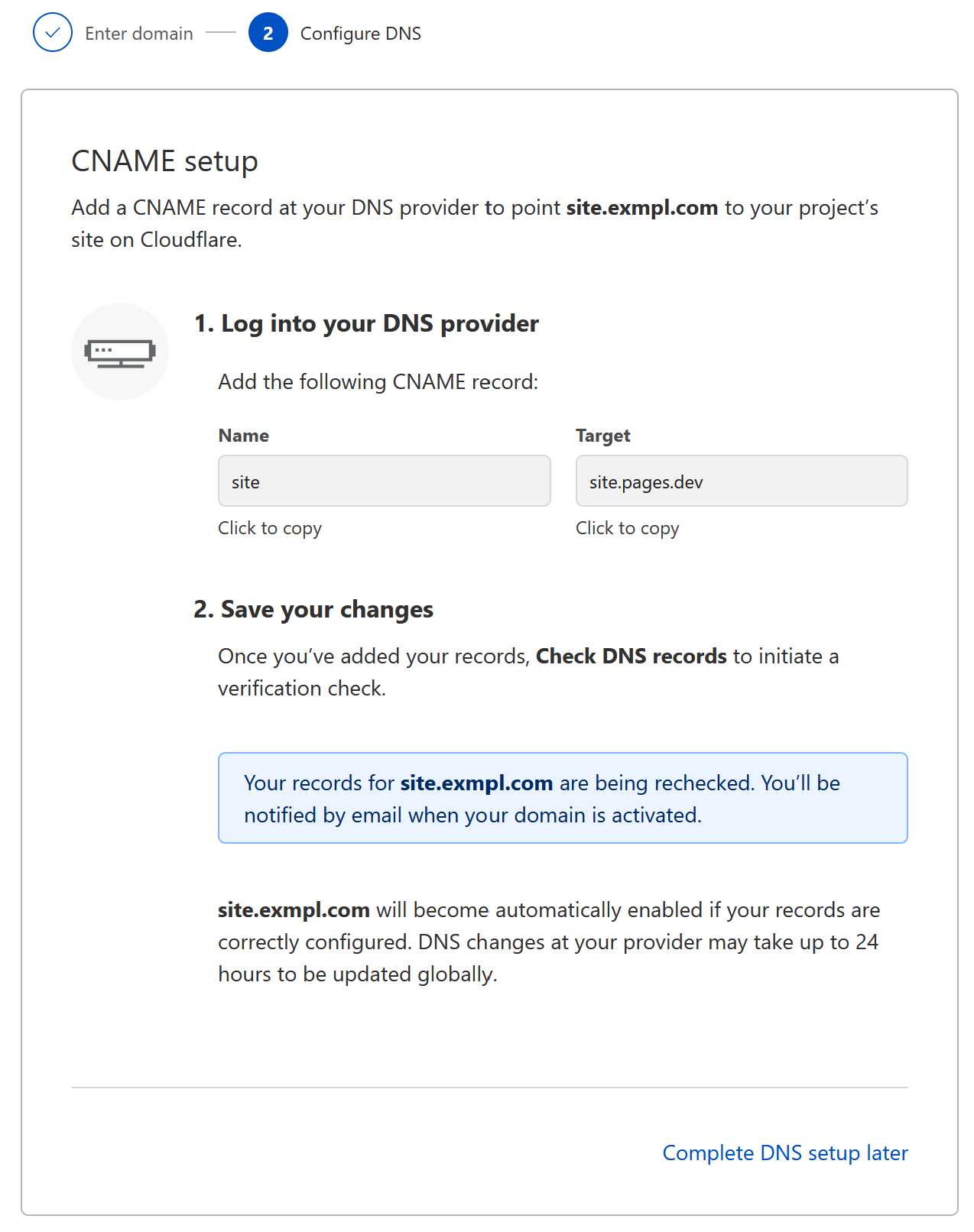 Cloudflare Pages custom domain setup