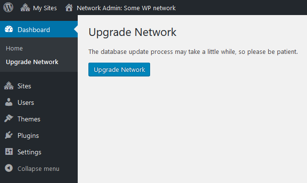 WordPress upgrade network