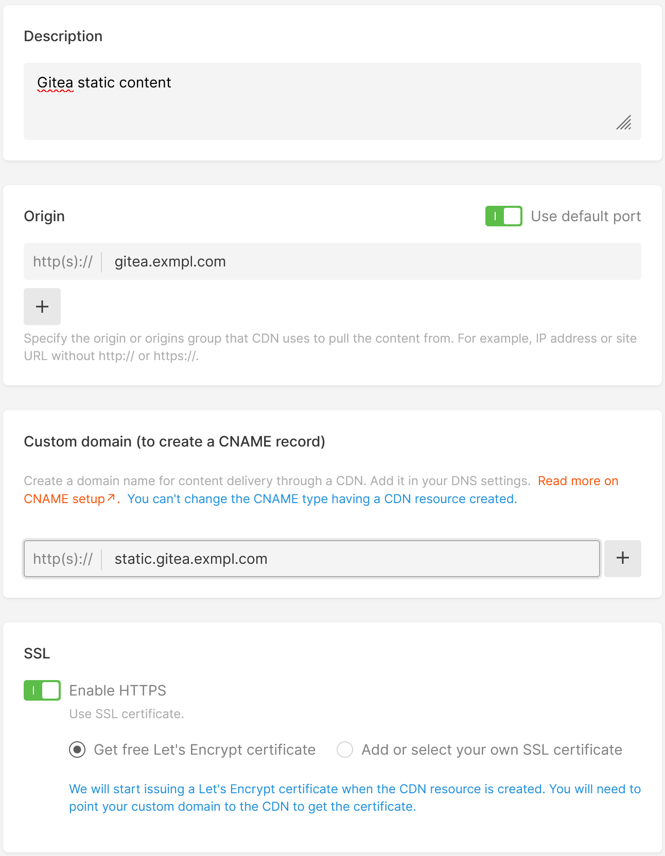 Gcore CDN resource initial configuration