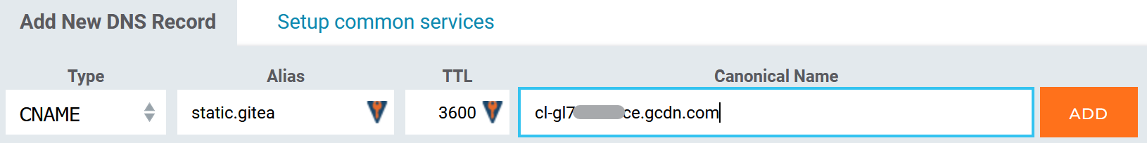 Adding record in DNS registrar