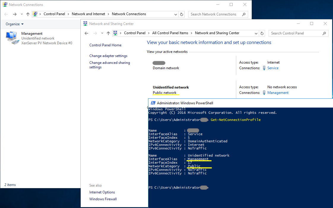 Windows undefined public network