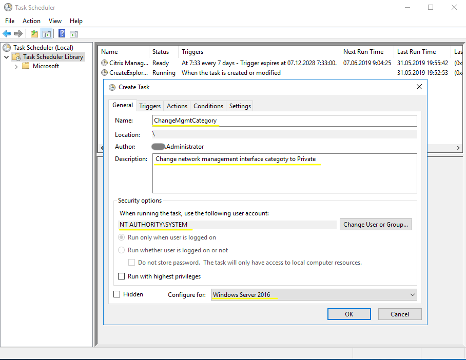 Scheduled task creation