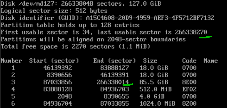 Таблица GPT на md127 до восстановления