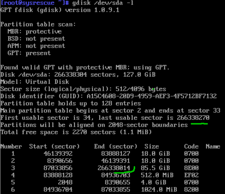 Таблица GPT диска sda