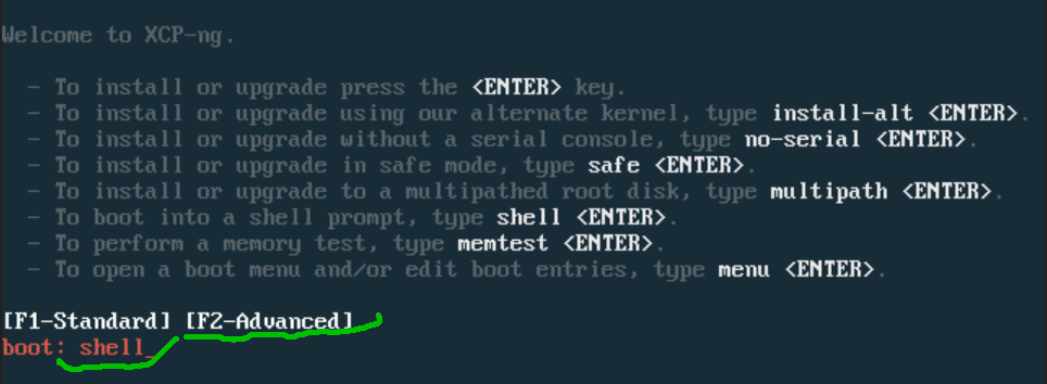 Загрузка с установочного диска XCP-ng